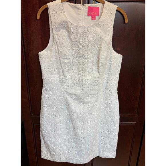 Lilly Pulitzer Dresses & Skirts - Lily Pulitzer Railee Shift Dress Resort White Floral Eyelet Size 10